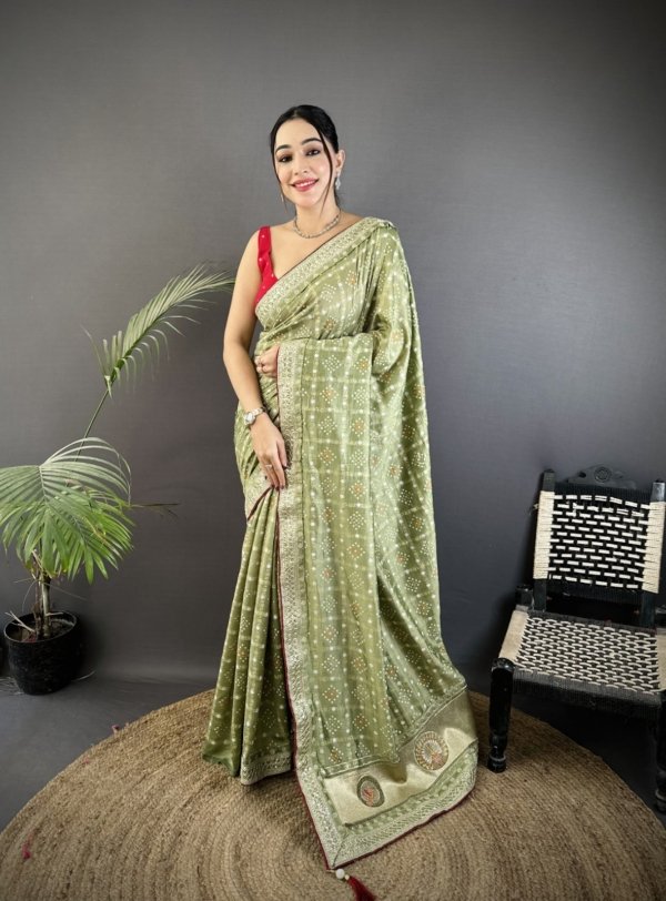 Sequin Bandhej Vichitra Silk Saree