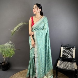 Sequin Bandhej Vichitra Silk Saree