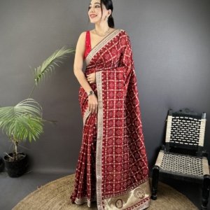 Sequin Bandhej Vichitra Silk Saree