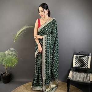 Sequin Bandhej Vichitra Silk Saree