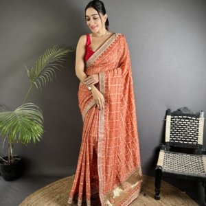 Sequin Bandhej Vichitra Silk Saree