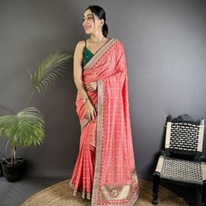 Sequin Bandhej Vichitra Silk Saree
