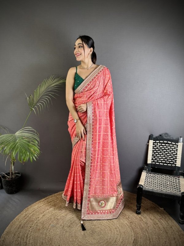 Sequin Bandhej Vichitra Silk Saree