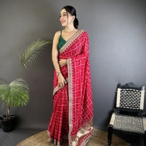 Sequin Bandhej Vichitra Silk Saree