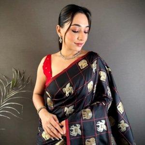 Dual Zari Soft Silk Saree - Image 2