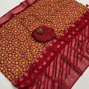 Elegant Foil Print Fancy Saree - Image 6