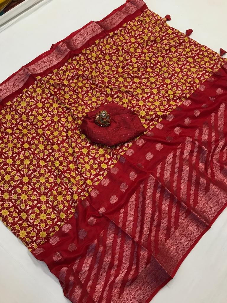 Elegant Foil Print Fancy Saree - Image 6