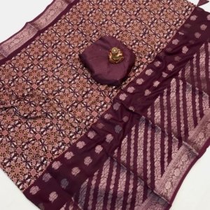 Elegant Foil Print Fancy Saree - Image 5