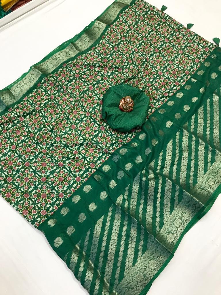 Elegant Foil Print Fancy Saree - Image 4