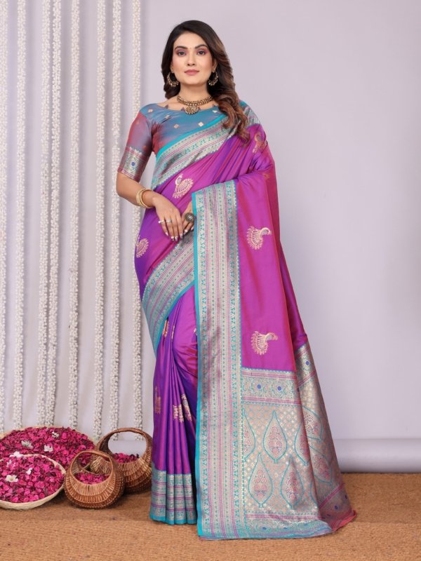 Golden Peacock Banarasi Silk Saree