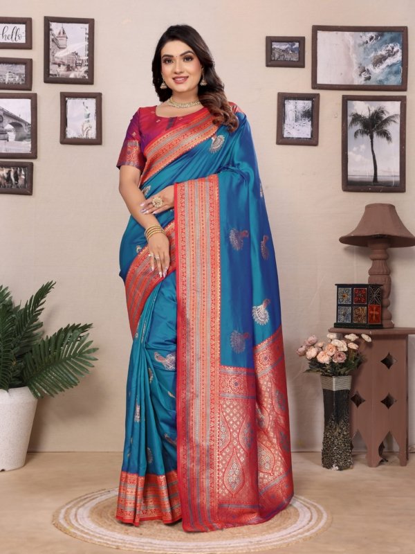 Golden Peacock Banarasi Silk Saree