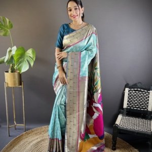 Munia Parrot Banarasi Silk Saree