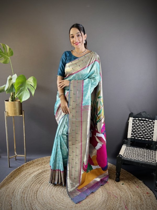 Munia Parrot Banarasi Silk Saree
