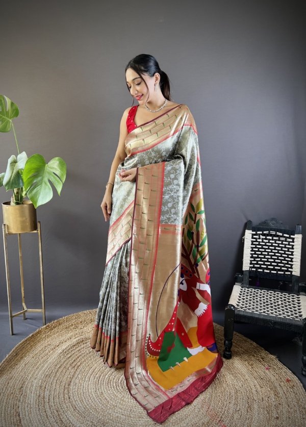 Munia Parrot Banarasi Silk Saree