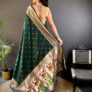 Premium Zari Paithani Lichi Silk Saree - Image 2
