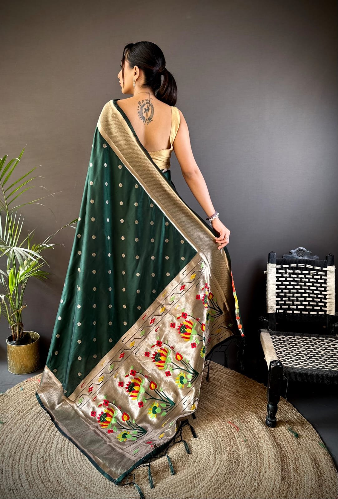 Premium Zari Paithani Lichi Silk Saree - Image 2