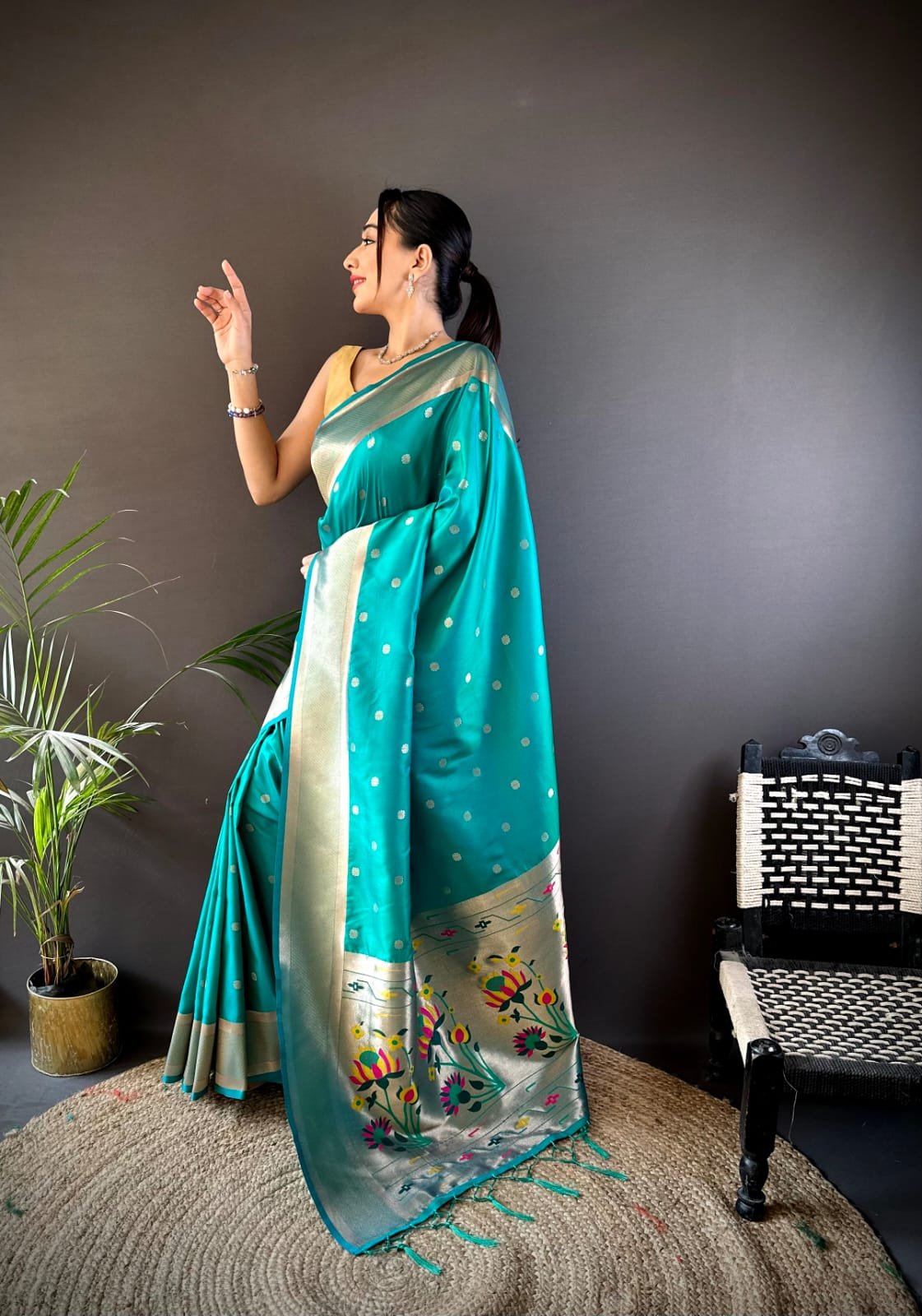 Premium Zari Paithani Lichi Silk Saree - Image 6