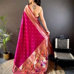 Premium Zari Paithani Lichi Silk Saree - Image 3