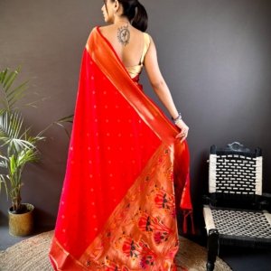 Premium Zari Paithani Lichi Silk Saree - Image 5