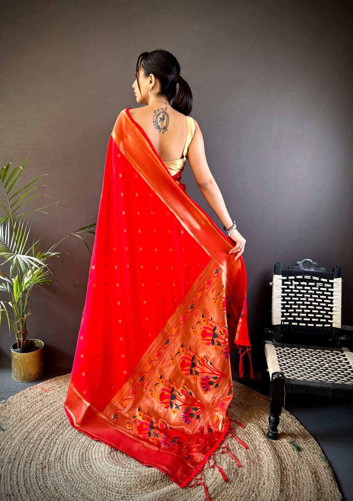 Premium Zari Paithani Lichi Silk Saree - Image 5