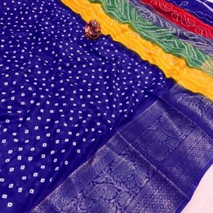 Bandhej Gold Zari Jacquard Saree - Image 3