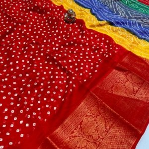 Bandhej Gold Zari Jacquard Saree - Image 4