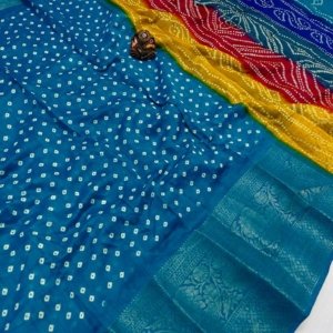 Bandhej Gold Zari Jacquard Saree - Image 5