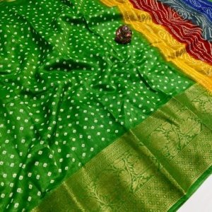 Bandhej Gold Zari Jacquard Saree - Image 2