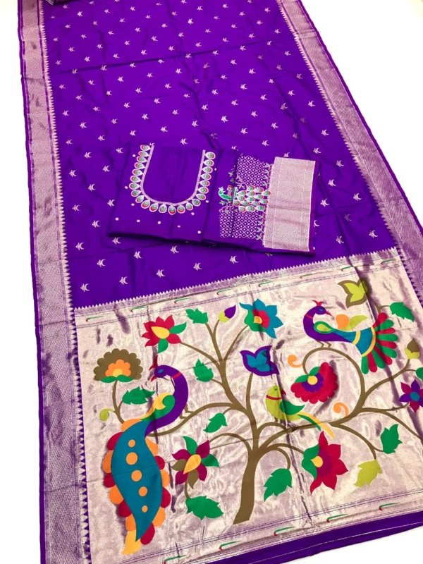 Tilak Paithani Banarasi Lichi Silk Saree