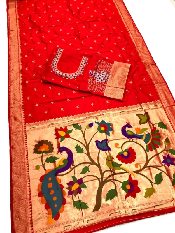 Tilak Paithani Banarasi Lichi Silk Saree