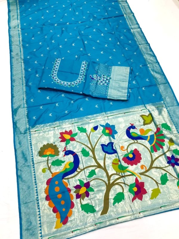Tilak Paithani Banarasi Lichi Silk Saree