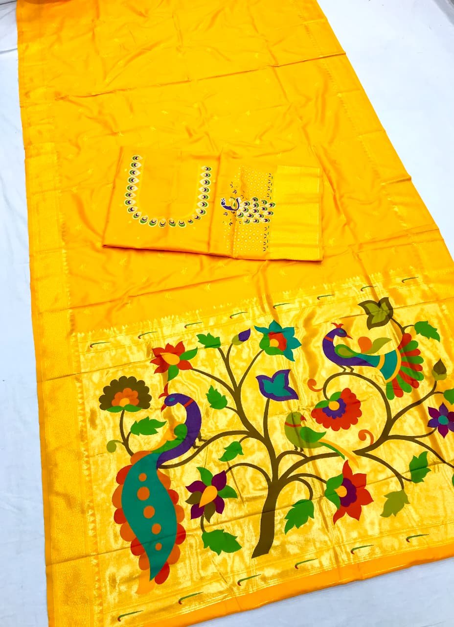 Tilak Paithani Banarasi Lichi Silk Saree - Image 6