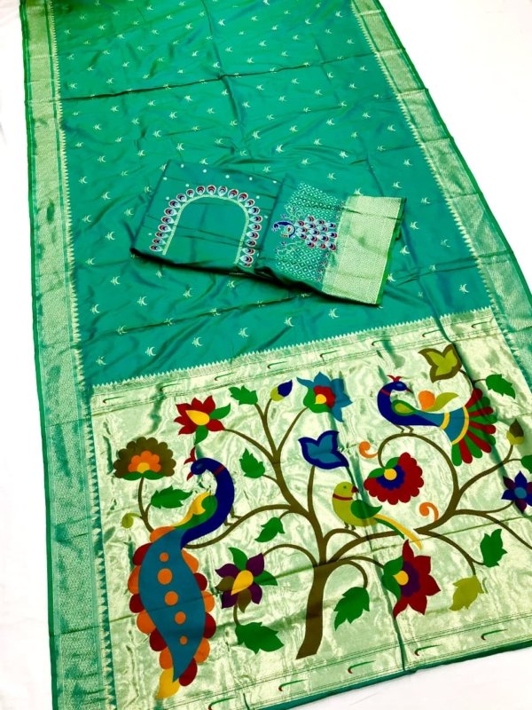 Tilak Paithani Banarasi Lichi Silk Saree