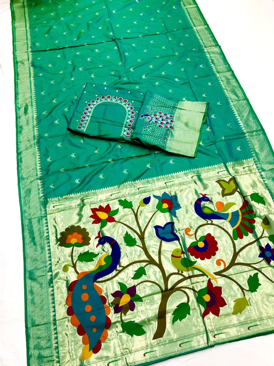Tilak Paithani Banarasi Lichi Silk Saree - Image 3