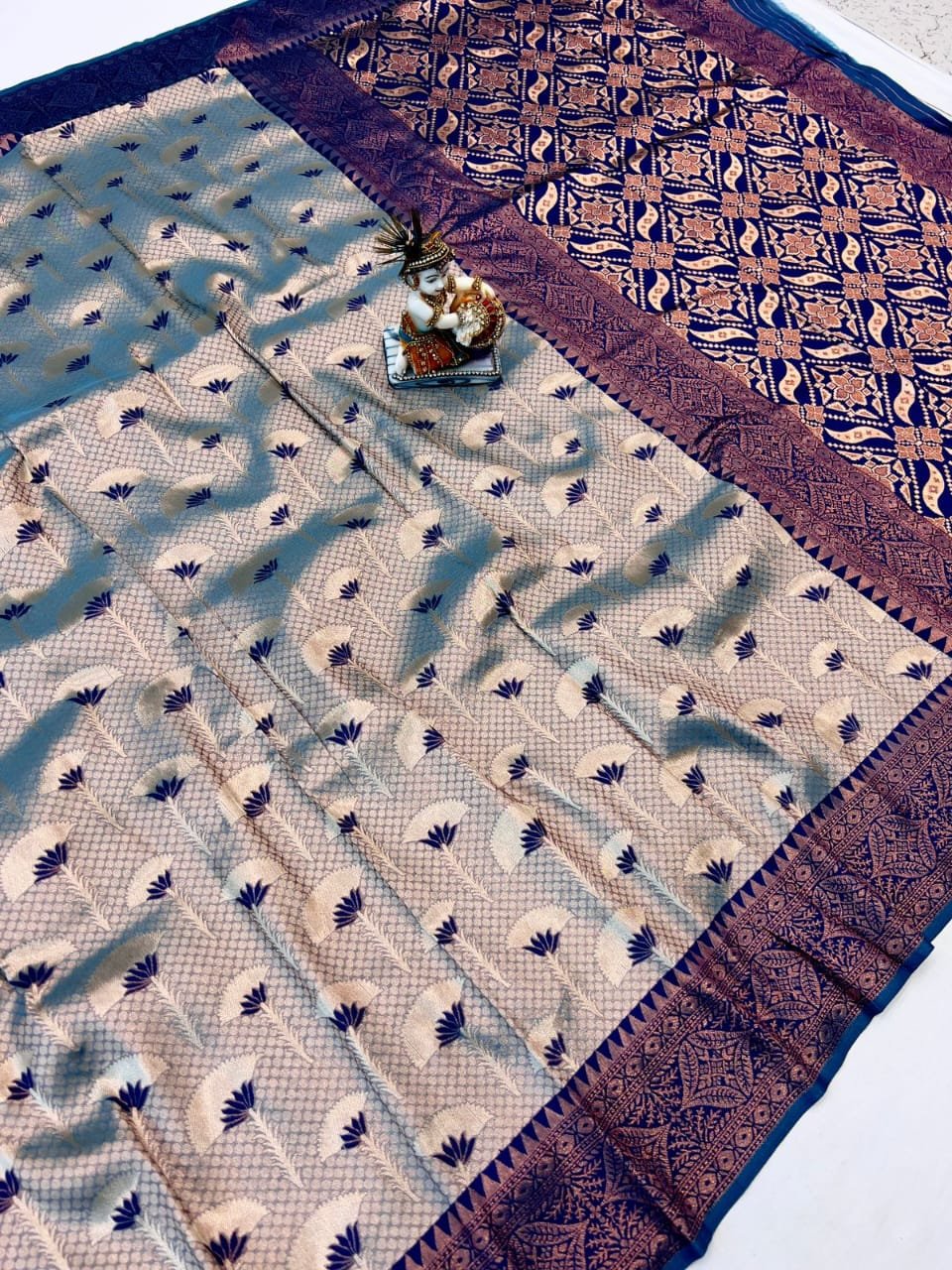 Dharmavaram Copper Gold Zari Silk Saree - Image 1