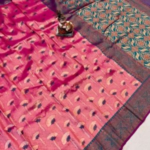 Dharmavaram Copper Gold Zari Silk Saree - Image 4