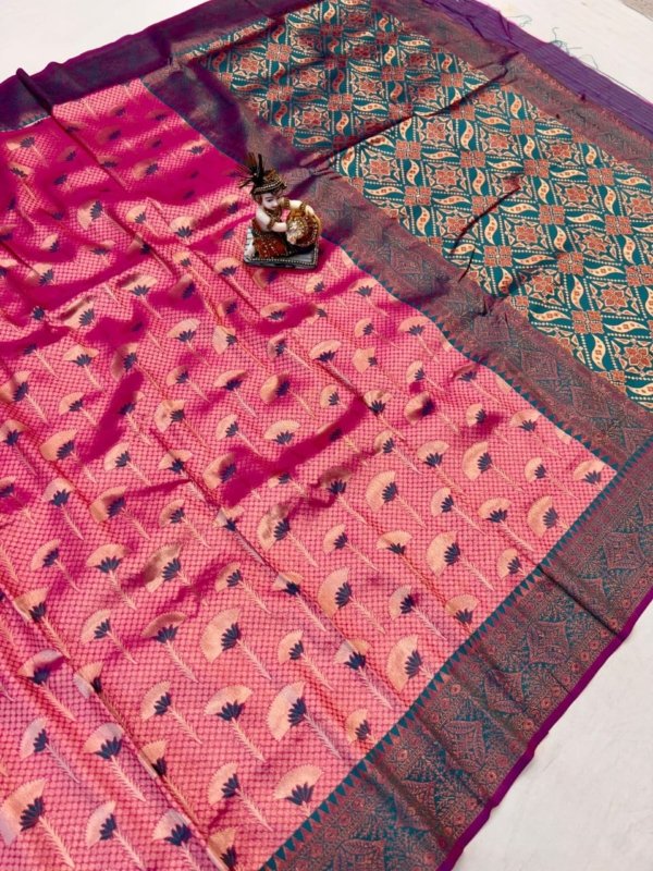 Dharmavaram Copper Gold Zari Silk Saree