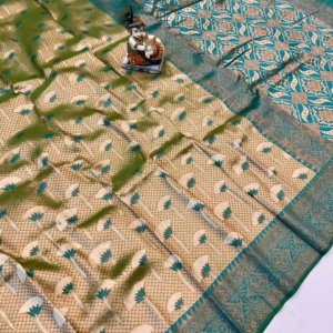 Dharmavaram Copper Gold Zari Silk Saree - Image 2