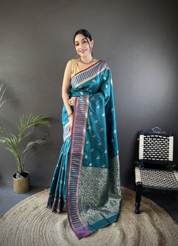 Royal Zari Butti Banarasi Lichi Silk Saree