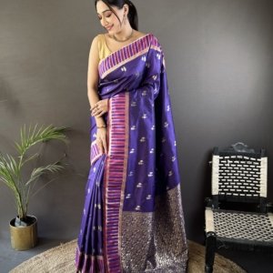Royal Zari Butti Banarasi Lichi Silk Saree