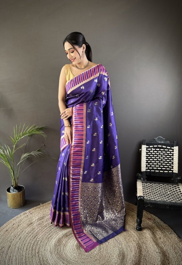 Royal Zari Butti Banarasi Lichi Silk Saree