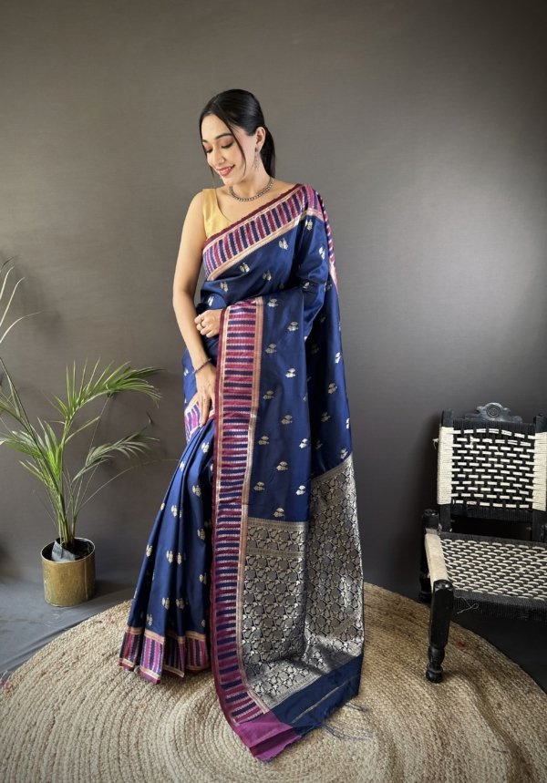 Royal Zari Butti Banarasi Lichi Silk Saree