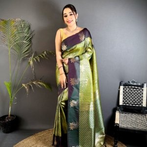 Rose Gold Zari Soft Silk Saree - Image 5