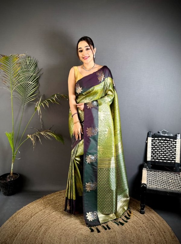 Rose Gold Zari Soft Silk Saree