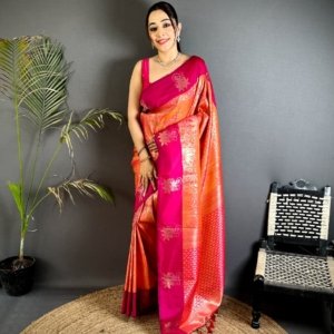 Rose Gold Zari Soft Silk Saree