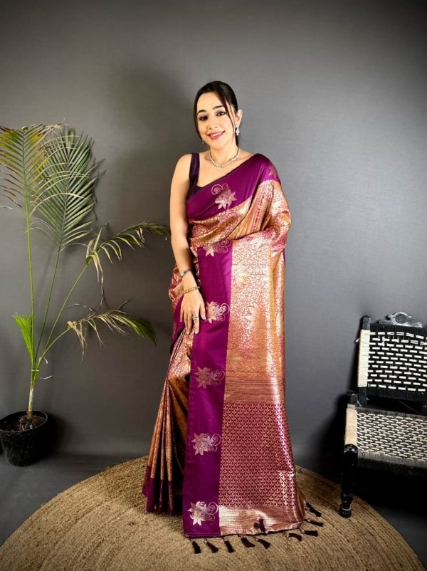 Rose Gold Zari Soft Silk Saree