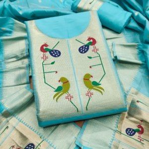 Paithani Royale Unstitched Silk Suit Set - Image 4