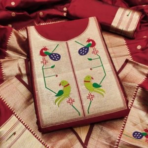 Paithani Royale Unstitched Silk Suit Set - Image 6