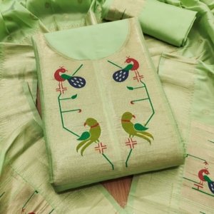 Paithani Royale Unstitched Silk Suit Set - Image 7