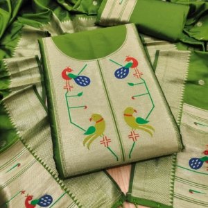 Paithani Royale Unstitched Silk Suit Set - Image 11